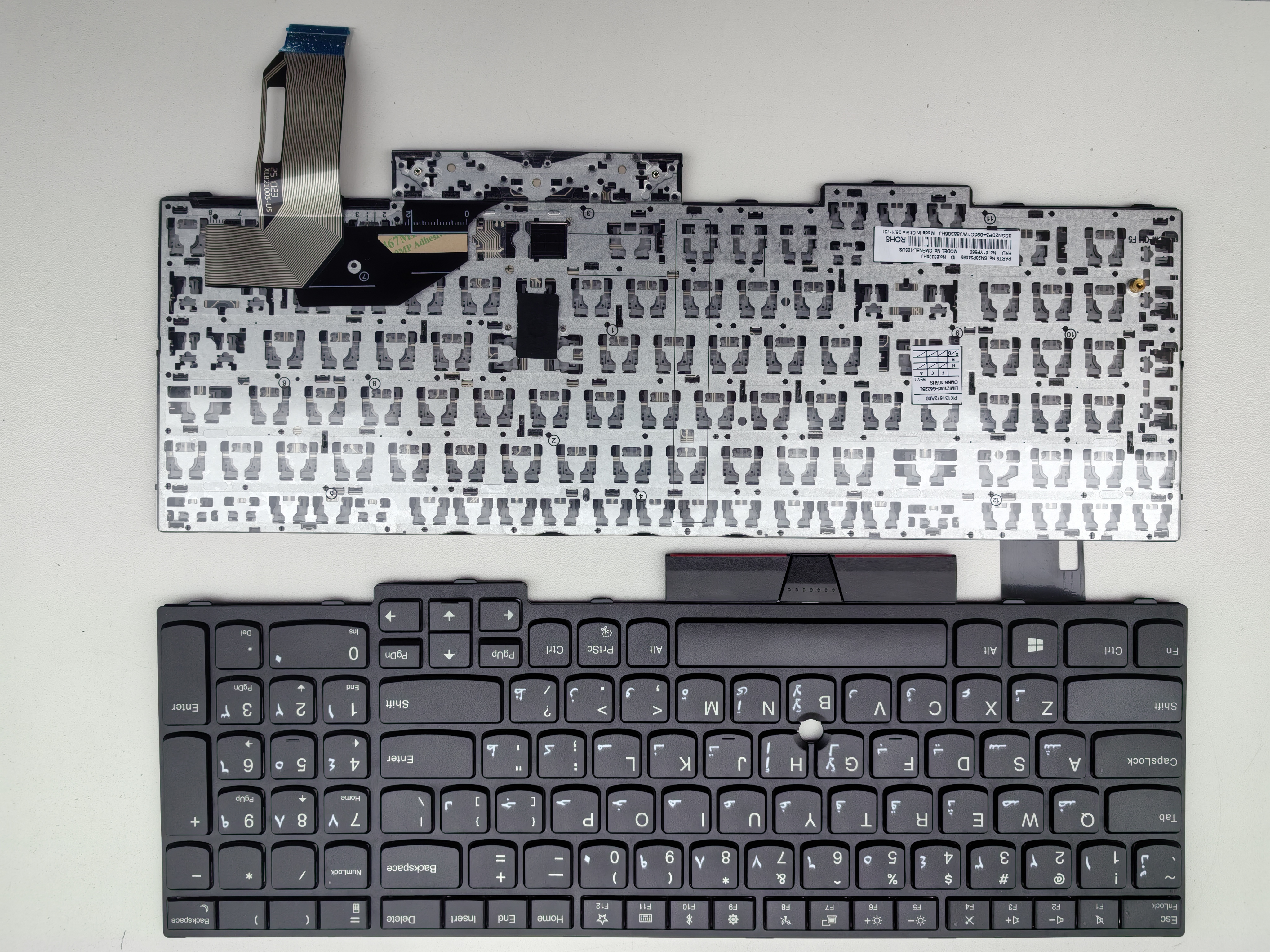 Picture of New Replacement Laptop Keyboard For IBM E580/E585/E590/T580S/L590/L580/P52/P53/P73 BLACK FRAME BLACK With hole (OEM) AR Layout